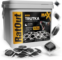 RatOut Trutka Trucizna Środek Gryzoniobójczy na Szczury Myszy Gryzonie Brodifakum Pasta Czarna Max Power 2,5kg