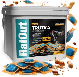 RatOut Trutka Trucizna Środek Gryzoniobójczy na Szczury Myszy Gryzonie Pasta Orzechowa Niebieska Brodifakum 4,5kg