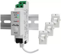 Shelly Szyna montażowa Pro 3EM 120A v2 Licznik energii w tym 3x 120A złącza Funkcja pomiaru WLAN LAN BT