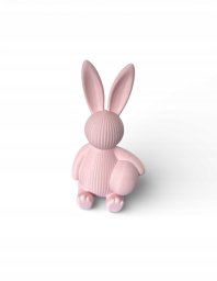Dekoracja świąteczna Cotton World Nowoczesna dekoracja wielkanocna Ribbed Bunny with Egg figurka zajączka - różowy