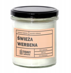 Cup&You Naturalna ręcznie robiona świeca sojowa zapachowa w szkle ŚWIEŻA WERBENA 50h palenia 300ml - prezent upominek dla kobiety mamy dziewczyny żony babci niej