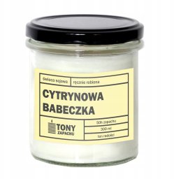 Cup&You Naturalna ręcznie robiona świeca sojowa zapachowa w szkle CYTRYNOWA BABECZKA 50h palenia 300ml - prezent upominek dla kobiety mamy dziewczyny żony babci niej