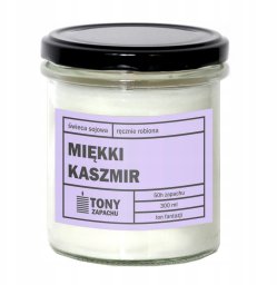 Cup&You Naturalna ręcznie robiona świeca sojowa zapachowa w szkle MIĘKKI KASZMIR 50h palenia 300ml - prezent upominek dla kobiety mamy dziewczyny żony babci niej