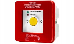Elektromet Przycisk ppoż wyłącznika prądu p/t 2 tory prądowe 12A, NC-NO, diody uniwersalne (230V AC lub 24V DC) czerwona/zielona PPWPp-1s A