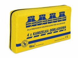 Vera Zestaw 4 kamizelek ostrzegawczych w opakowaniu z tkaniny wodoodpornej Vera - żółta