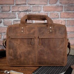 Belveder Brązowa Torba Męska Vintage na Laptopa 15,6