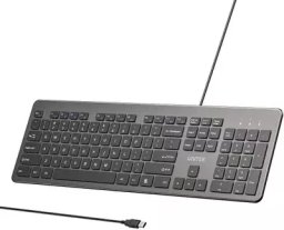 Klawiatura Unitek Unitek SlimTap Lekka klawiatura przewodowa biurowa, USB-A, szara