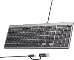 Klawiatura Unitek Unitek SlimTap Lekka klawiatura przewodowa biurowa USB-C/USB-A