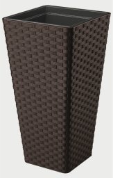Formplastic Donica Rattana slim kwadrat 30 - ciemny brąz