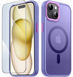krainaGSM Etui Do Iphone 15 Plus Do Magsafe Matowe Matt Case + Szkło Na Ekran 9H