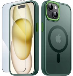 krainaGSM Etui Do Iphone 15 Plus Do Magsafe Matowe Matt Case + Szkło Na Ekran 9H