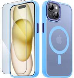 krainaGSM Etui Do Iphone 15 Plus Do Magsafe Matowe Matt Case + Szkło Na Ekran 9H