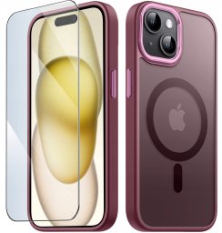 krainaGSM Etui Do Iphone 15 Plus Do Magsafe Matowe Matt Case + Szkło Na Ekran 9H