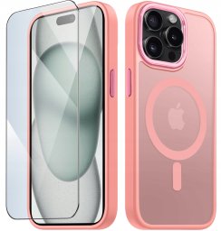 krainaGSM Etui Do Iphone 15 Pro Max Do Magsafe Matowe Matt Case + Szkło Na Ekran 9H