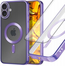 Hello Case Etui Do iPhone 16 Plus (Do Magsafe, Fioletowe, Metalowe, Clear) Szkło
