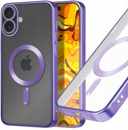 Hello Case Etui Do Apple iPhone 16 Plus (Do Magsafe, Fioletowe, Metalowe, Clear, Case)