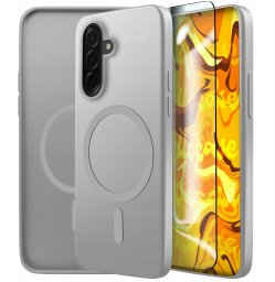 Hello Case Etui Do Magsafe Do Samsung Galaxy A56 (Szare, Matowe, Silikonowe) Szkło