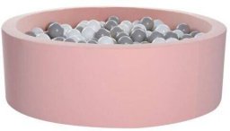 Bkids basen 100x30 cm bawełna różowy + 250 kulek (biało/szare)
