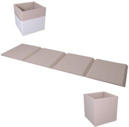 Selonis materac gimnastyczny 2w1 pojemnik na zabawki 240x60x4 cm czteroczęściowy - biało-beżowy