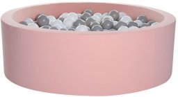 Bkids basen 90x30 cm bawełna różowy + 150 kulek (biało/szare)