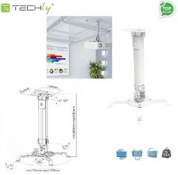 Uchwyt do projektorów Techly regulowany 38-58 cm, sufitowe, srebrny (309654)