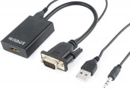 Adapter AV Gembird D-Sub (VGA) - HDMI + USB-A + Jack 3.5mm czarny (A-VGA-HDMI-01)