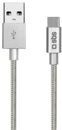 Kabel USB SBS Mobile USB-A - 1.5 m Srebrny (TECABLETC15BS)
