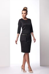 Lemoniade Elegancka sukienka z ozdobnymi kieszeniami L101 czarna r. S