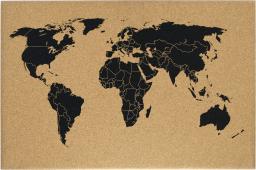 Memoboards TABLICA KORKOWA BEZ RAMY 600X400MM Z NADRUKIEM CZARNYM MAPY ŚWIATA MEMOBOARDS (TC64BR1 DC)