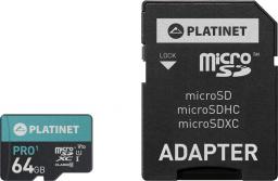 Karta Platinet MicroSDXC 64 GB Class 10 UHS-I/U1 V10 (PMMSDX64UI / 43998)
