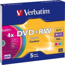  Verbatim DVD+RW 4.7 GB 4x 5 sztuk (43297)