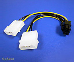  Aksa Molex x2 - PCIe 6-pin, 0.1m, Żółty (ZUAD-068)
