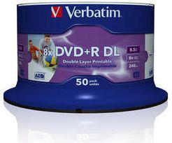  Verbatim DVD+R DL 8.5 GB 8x 50 sztuk (43703)