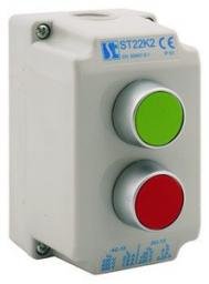 Spamel Kaseta sterownicza 2-otworowa z przyciskiem krytym zielonym i czerwonym - ST22K21-1