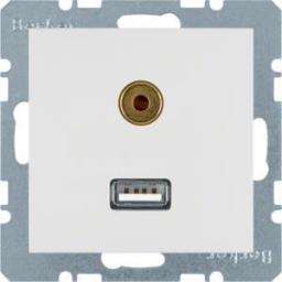  Hager Gniazdo USB/3,5mm AUDIO śnieżnobiałe (3315398989)