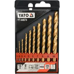 Wiertło Yato do metalu tytanowe walcowe 2 7 4 5 1 3 6 10 8 9mm zestaw (YT-44674)