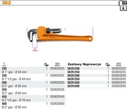  Beta Tools BETA STILLSON KLUCZ DO RUR WZMOCNIONY 250mm 1.1/2" BE362-250 - 362
