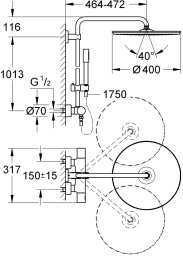 Zestaw prysznicowy Grohe Bateria prysznicowa termostatyczna ścienna z zestawem Chrom - 27174001