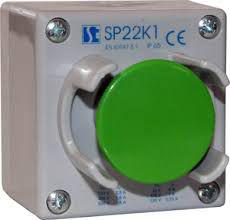  Spamel Kaseta sterownicza 1-otworowa przycisk grzybkowy z osłoną zielony 1Z (SP22K126-1)