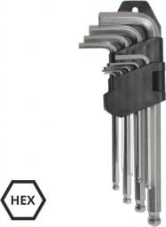  AWTools Zestaw kluczy imbusowych hex typ L 1,5-10mm z kulką 9szt. (AW40528)