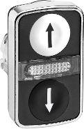  Schneider Electric Przycisk podwójny płaski/płaski biały/czarny samopowrotny LED metalowy UP/DOWN(ZB4BW7A1724)