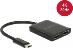  Delock Splitter Video USB-C -> 2x HDMI 4K Czarny (87719)