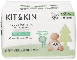 Kit and Kin Pieluszki Jednorazowe 2 Midi (4-8 kg), Myszka/Panda, 38 szt.