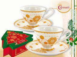 Carmani Komplet 2 filiżanek + spodeczki- dekoracja świąteczna - 219-1504