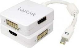 Adapter AV LogiLink DisplayPort Mini - DisplayPort - HDMI - DVI-I biały (CV0045A)