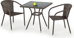  Halmar MOBIL stół ogrodowy, kolor: szkło - czarny, ratan - c.brąz (1p=1szt)