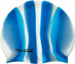  Aqua-Speed Czepek pływacki silikonowy Bunt tęczowy biało-niebieski