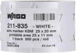  Wago Oznaczniki na opaskę zaciskową kabla 25x20mm w taśmie 1-rzędowej 500 tabliczek w rolce (211-835)