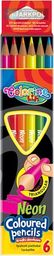  Colorino Kredki ołówkowe neon, trójkątne, 6 kolorów (326174)