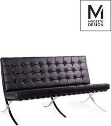 Modesto Design MODESTO Sofa BARCELON czarna - ekoskóra, chrom